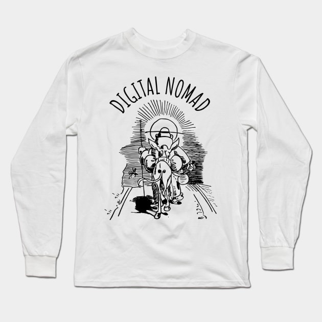 Digital Nomad Backpacker Traveler Long Sleeve T-Shirt by Kutaitum